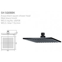 ECT Acqua Black Square Shower Head (Matt Black Finish)